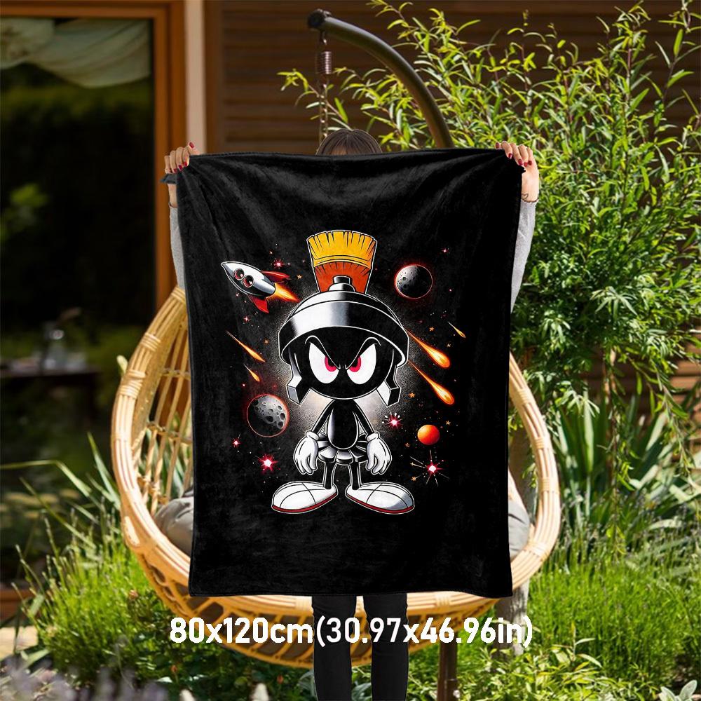 1pc space marvin alien Outdoor Blanket - Throw Blanket, Soft , Flannel Blankets, Living Room, Travel, Camping-1102102 80x120cm