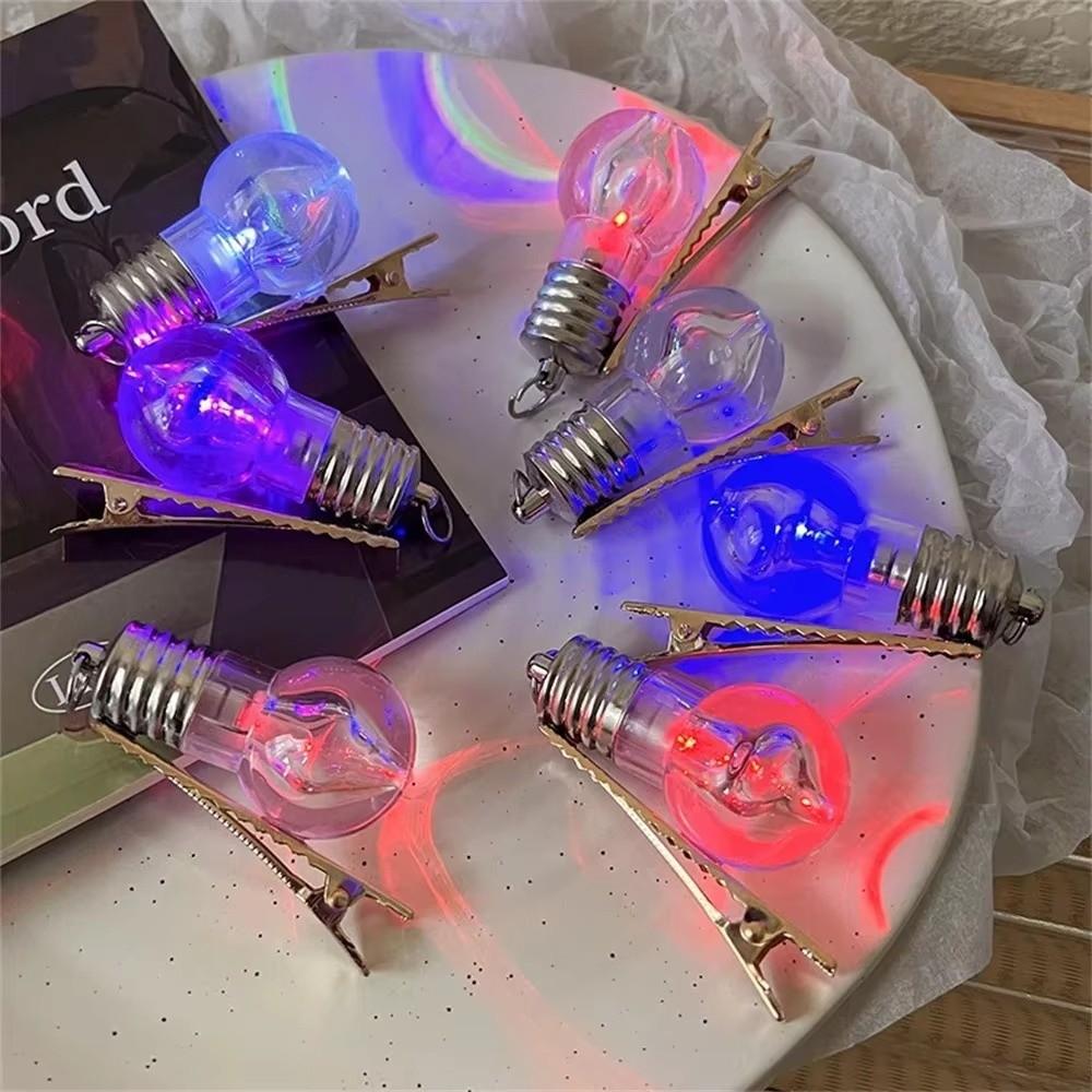Simulation Light Bulb Lighted Hair Clips Luminous Bulb Shape Hairpin Luminous Hairpin Girls Wear