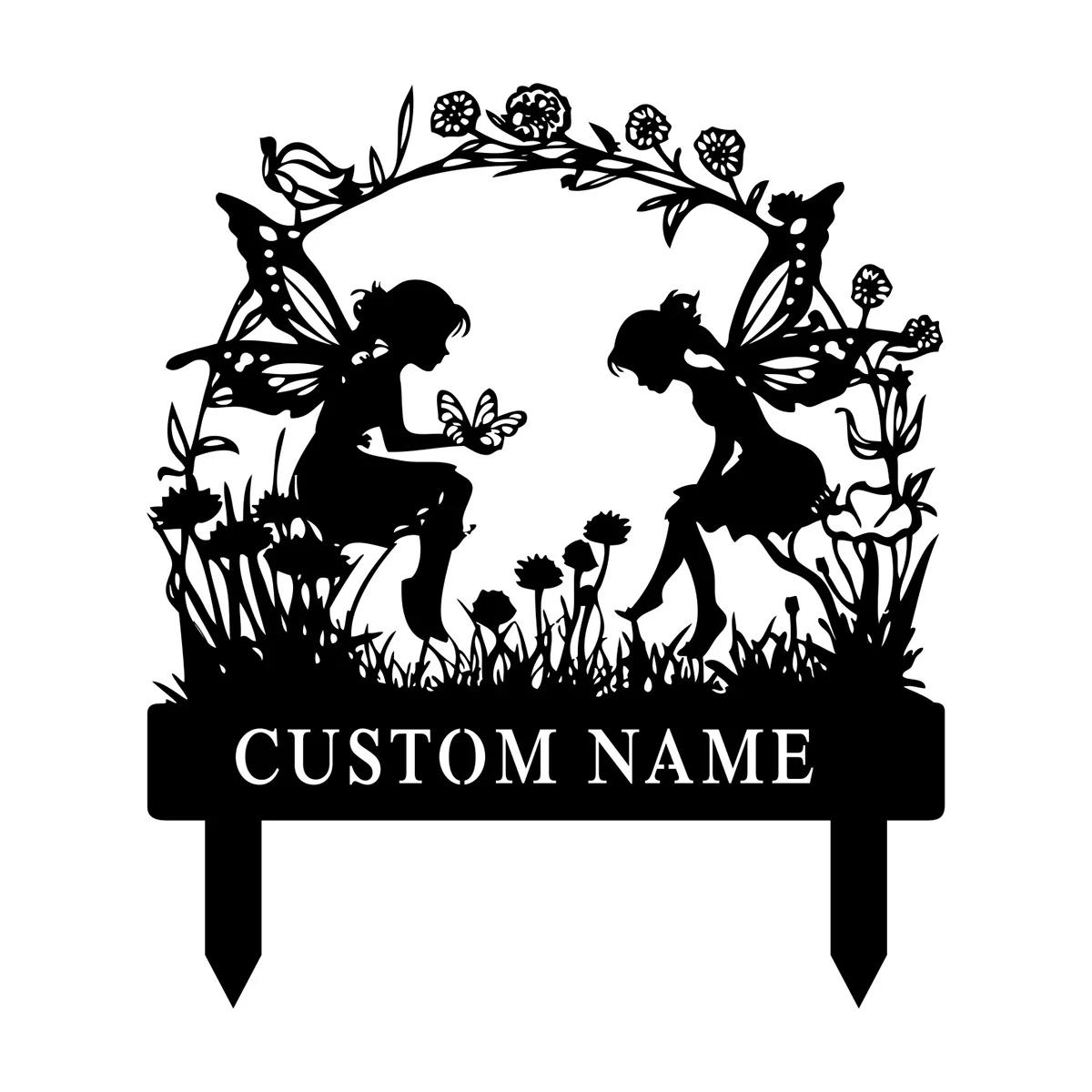 Custom Metal Fairy Garden Stake, Personalized Yard Sign Outdoor Decor
