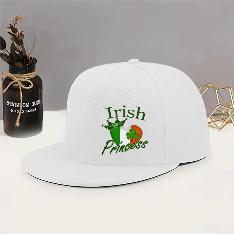 

Irish Princess Shamrock Flag Print Baseball Cap Adjustable Polyester Casual Snapback Hat for Adults One Size