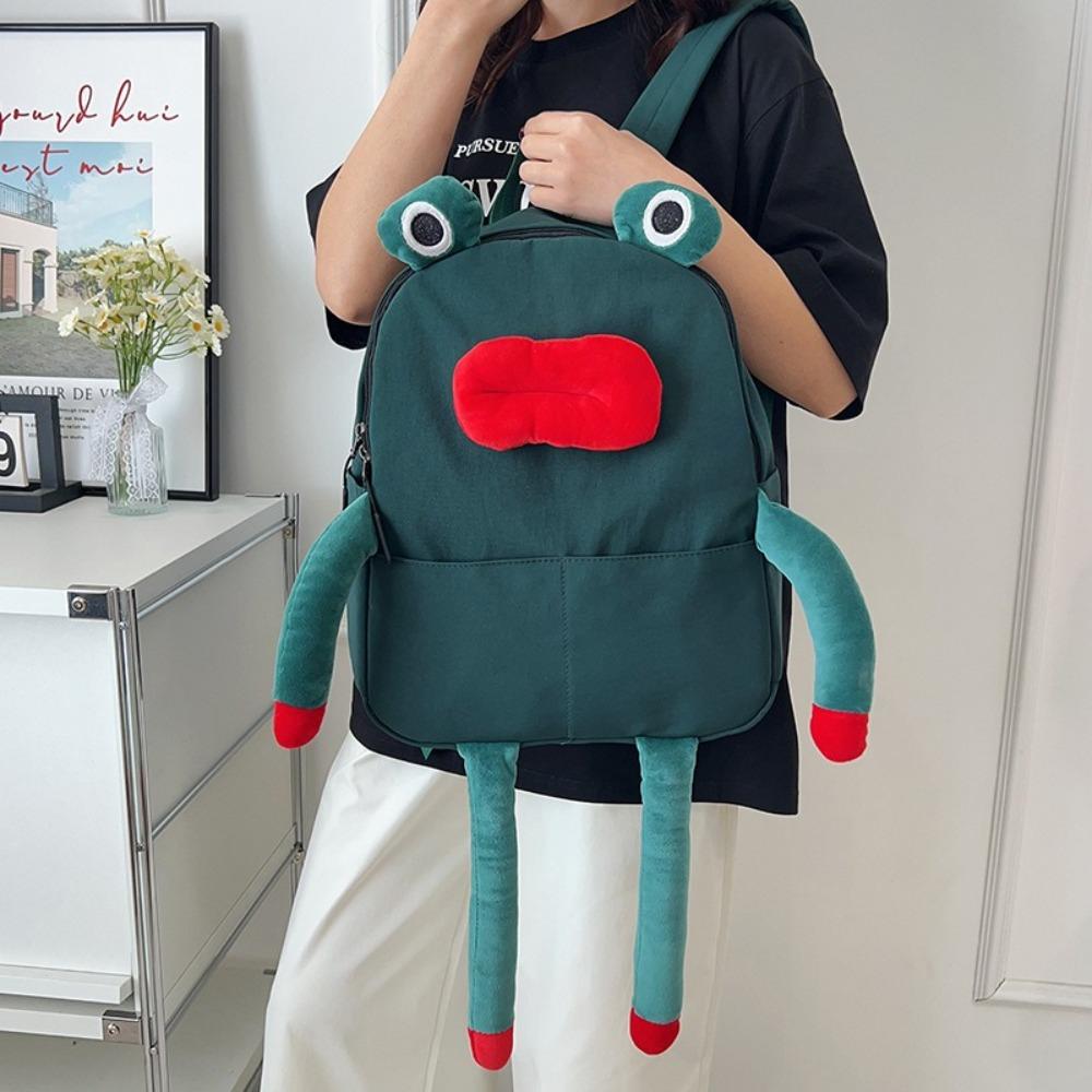 New Kawaii Rucksack Cartoon Plush Frog Children's School Backpack Lightweight Large Capacity Book Bags Learning Supplies
