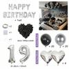 1050pcs Black & Silver Party Balloons Decorations with Silver Happy Birthday Banner Chrome Silver Balloons for kids and adults