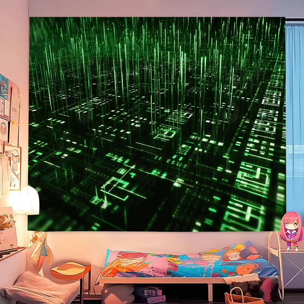 Binary Code The Matrix Program Chart Printed Large Wall Tapestry Indian Buddha Wall Decoration Witchcraft Bohemian Hippie Wall
