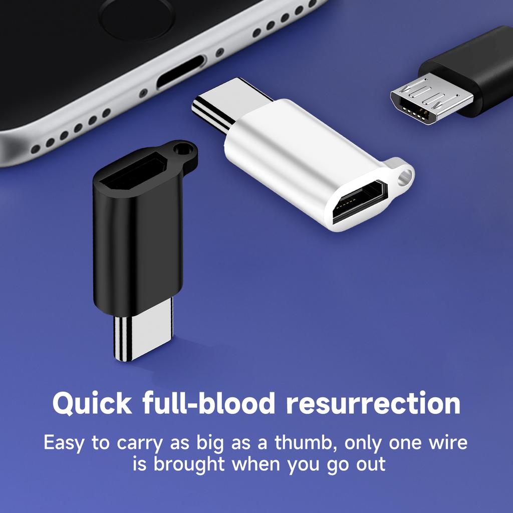 Mini Compact USB Type C Female To Micro USB Male Adapter Connector for Smart phone,With Lanyard Opening
