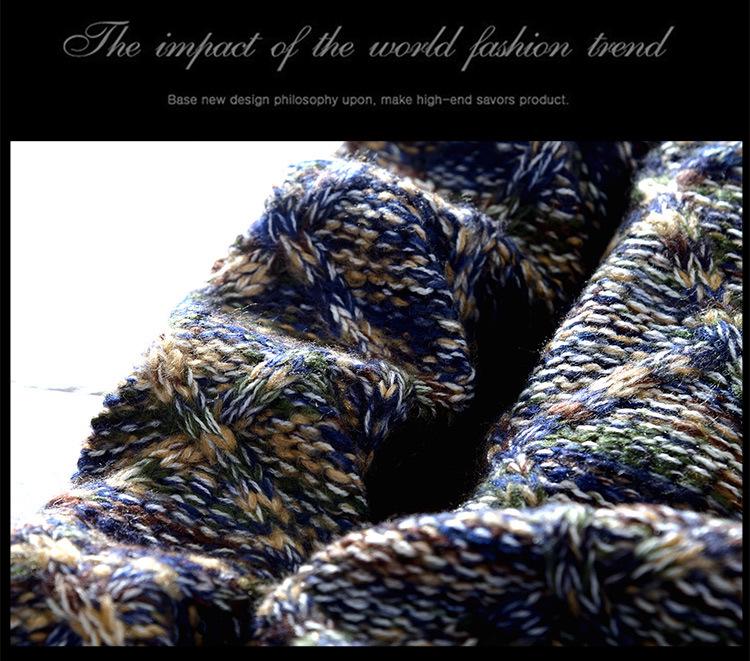 Winter 2025 Men's Korean Style Slim Fit Diamond Pattern Round Neck Pullover Knitwear