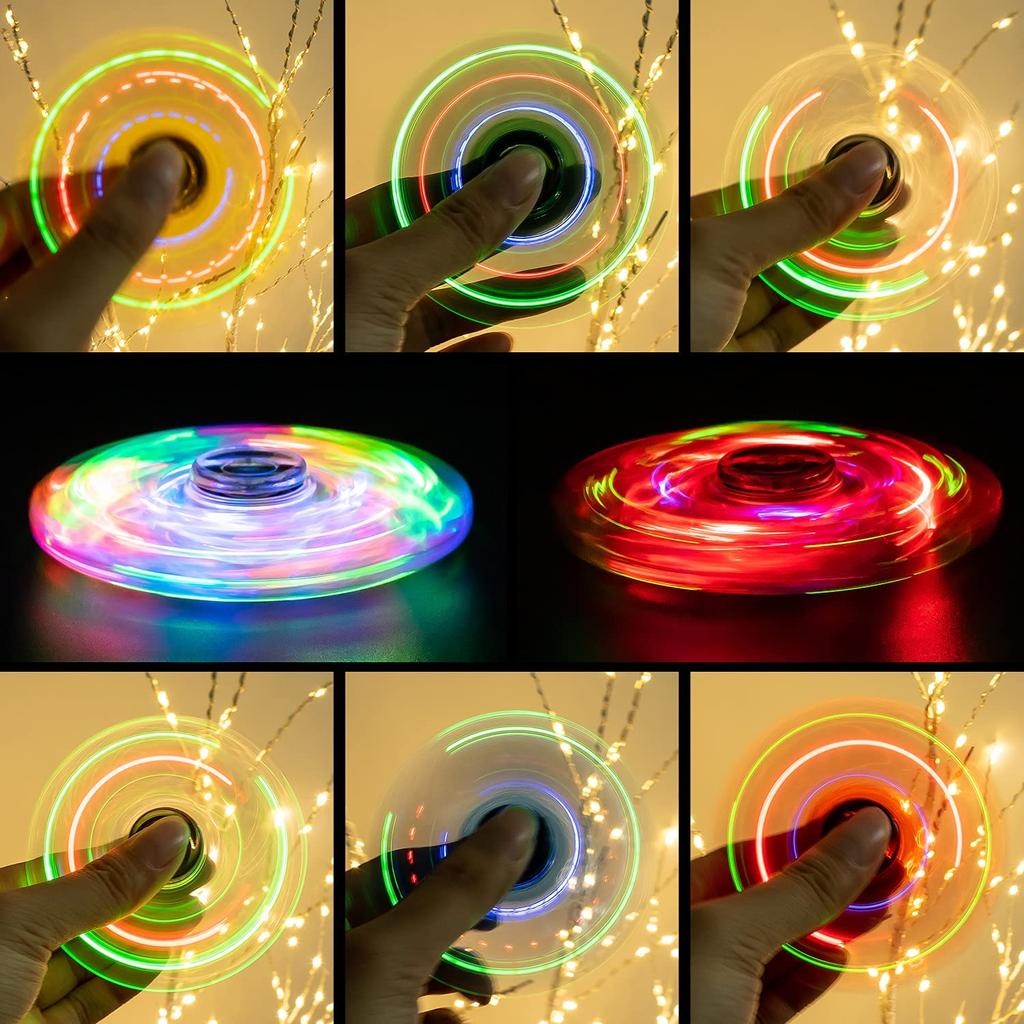 Glow in Dark LED Light Fidget Spinner Finger Toy Hand Spinner Stress Reduction and Anxiety Relief for Children