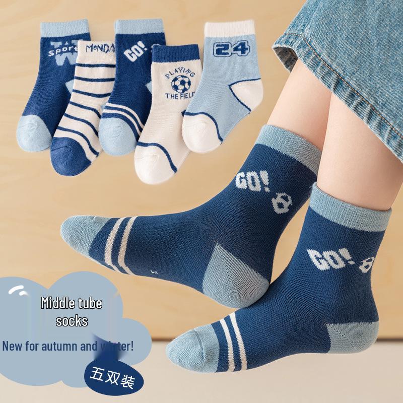 5 Paia - Calzini in Cotone da Bambino a Mezza Gamba: Disegni Cartoni Animati Autunno/Inverno per Ragazzi e Ragazze