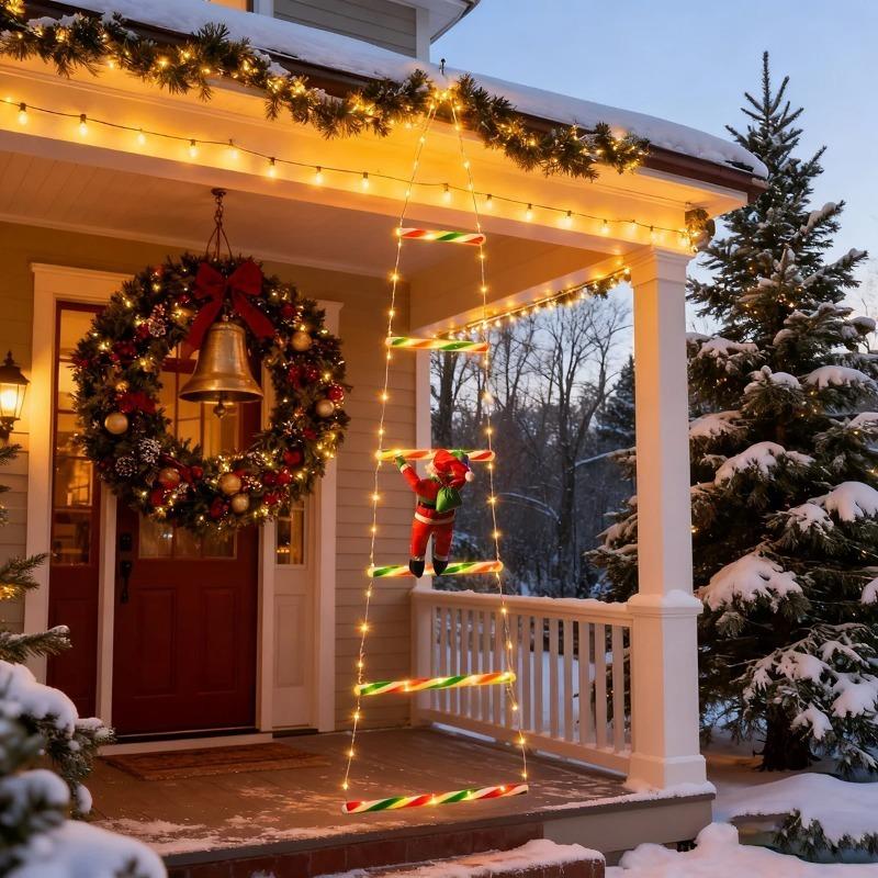 LED Christmas Fairy Lights Ladder Lights with Santa Claus Christmas Tree Lights For Indoor Outdoor Window Garden Home Decoration