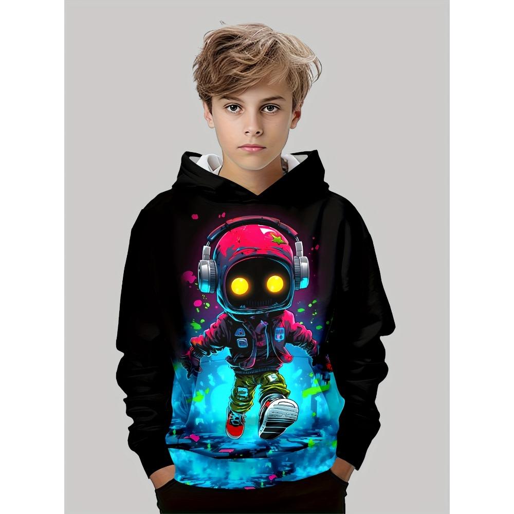 Kinder Top Hoodies Stilvoller 3D-Druck Jungen Lässiger Pullover Langarm Sweatshirt für Frühling Herbst Kinder Hoodies Outdoor-Bekleidung