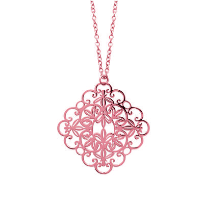[M8833] - 'Carmen' Rose Gold Steel Necklace - 50x50 Mm