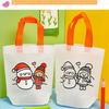Cartoon Christmas Diy Graffiti Bag Handmade Painting Non-Woven Bags for Children Arts Crafts Color Filling Handbag Xmas Gift