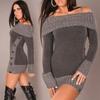 Autumn-Winter One-Shoulder Slim Knit Dress with Button Detail