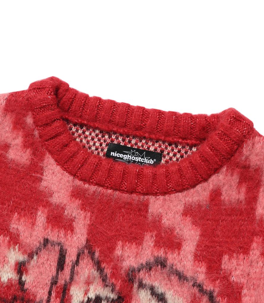NICEGHOSTCLUB Houndstooth Devil Rose Knit_Pink(Ng2Ffuk600A)