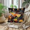 1pc Vibrant Cocktail - Colorful Mixed Drinks and Wine Bottles Modern Throw Pillow Cover | Polyester, Contemporary Style, Printed Design, 45.72x45.72 C