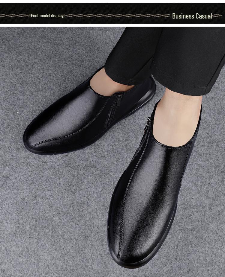 Men's Genuine Leather High-Top Zipper Ankle Boots with Velvet Lining – Warm, Casual, Cotton, Slip-On, Autumn/Winter.