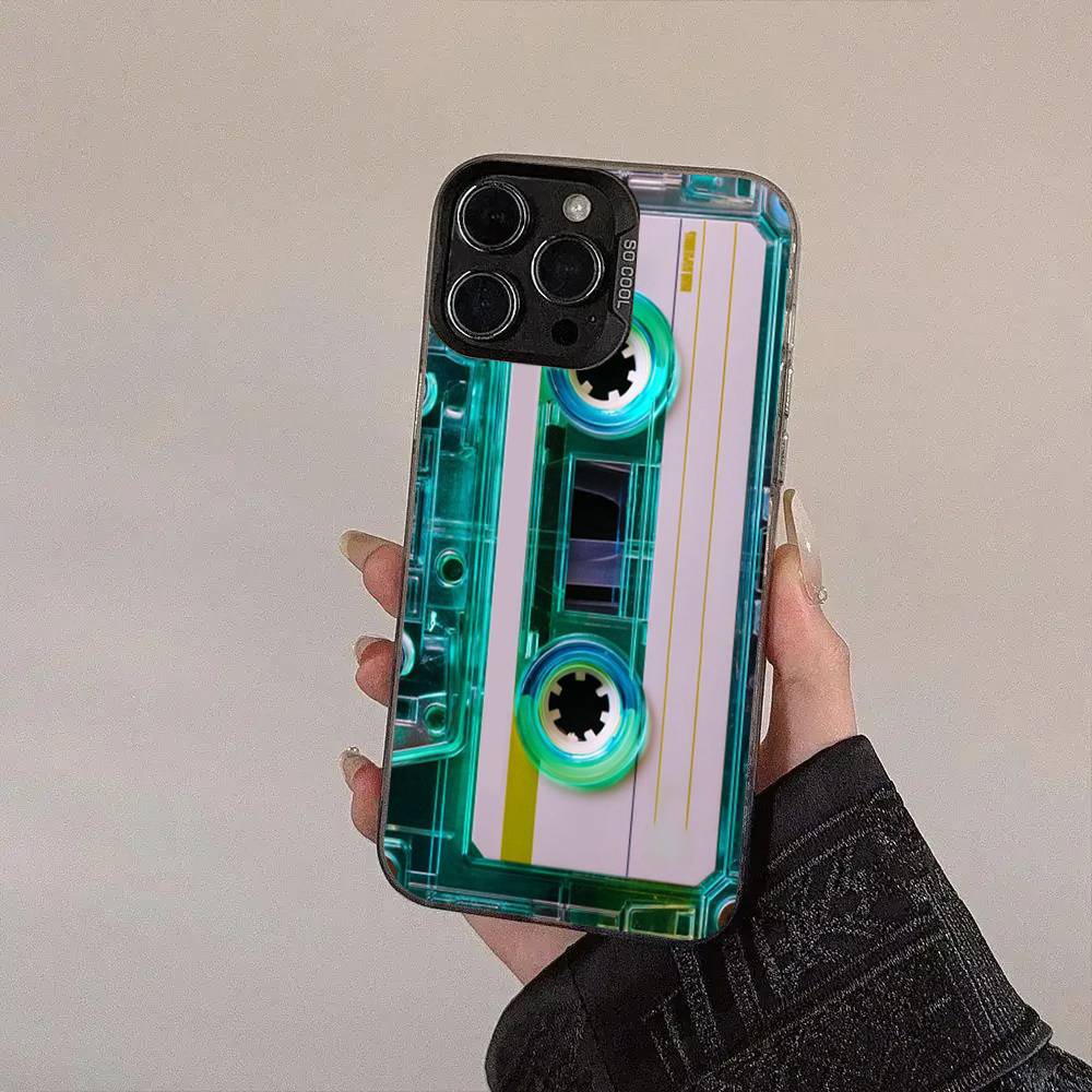 Vintage Cassette Tape Retro Style Colorful Silver Cover Phone Case For IPhone 17 16 Pro Max 15 Pro 14 Plus 11 12 13 X XS Max XR