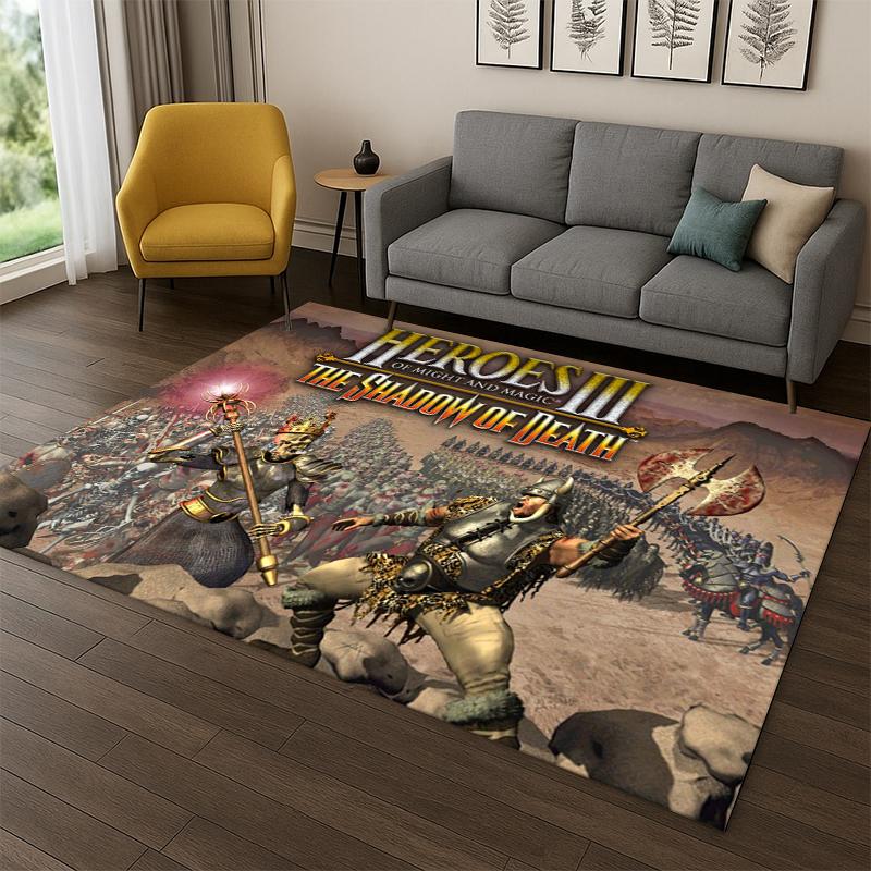 Retro Heroes of Might and Magic Map Game Carpet Rug for Bedroom Living Room Sofa Playroom Doormat Home Decor,Area Rug Non-slip
