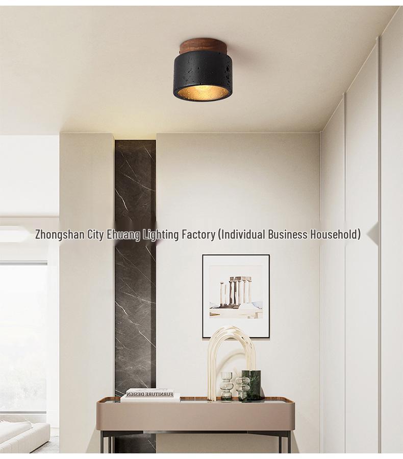 Nordic Wabi-Sabi Yellow Stone Ceiling Light for Hallways & Living Rooms