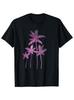 Men'S Heavyweight 180gsm Crewneck T-Shirt - Black Tropical Palm Tree Graphic Tee