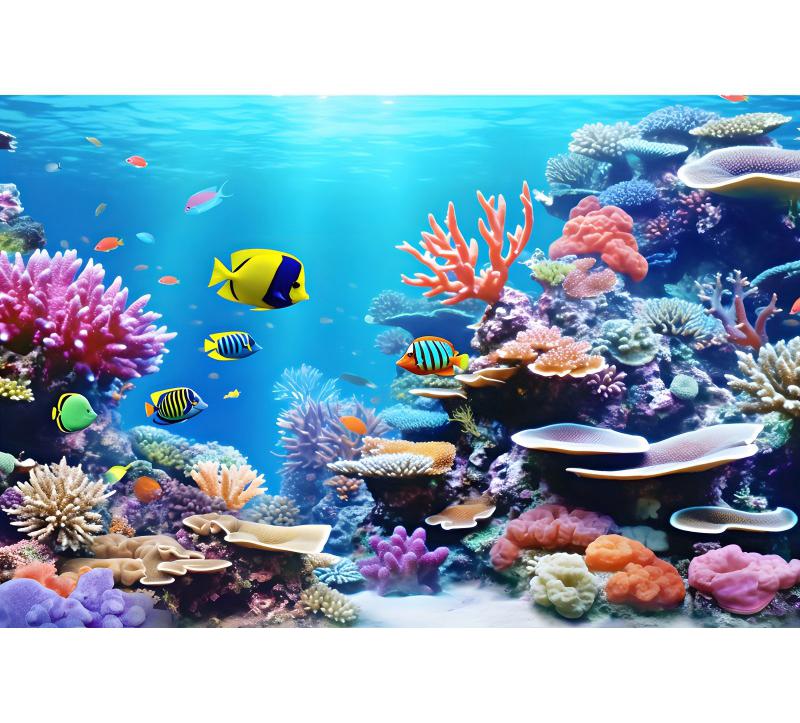 Underwater World Fish Coral Aquarium Theme Photography Backdrop, Children's Birthday Party, Home Decoration Photography Backdrop
