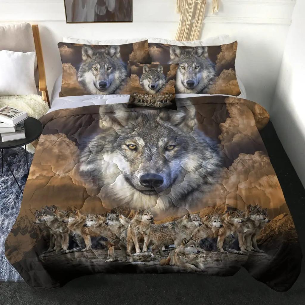 3D Wolf Duvet Cover Set Animal Printed Single Twin Full Queen King Bedding Sets Euro Bedclothes Pillowcases For Children Kid
