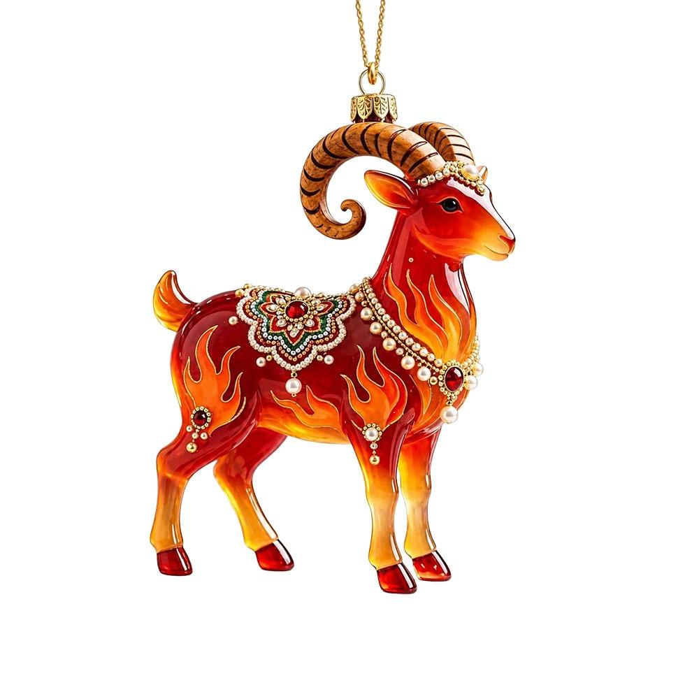 2D Flat Goat Pendant Shining Animal Hanging Decoration Zodiac Goat Souvenir  Shop Window Display