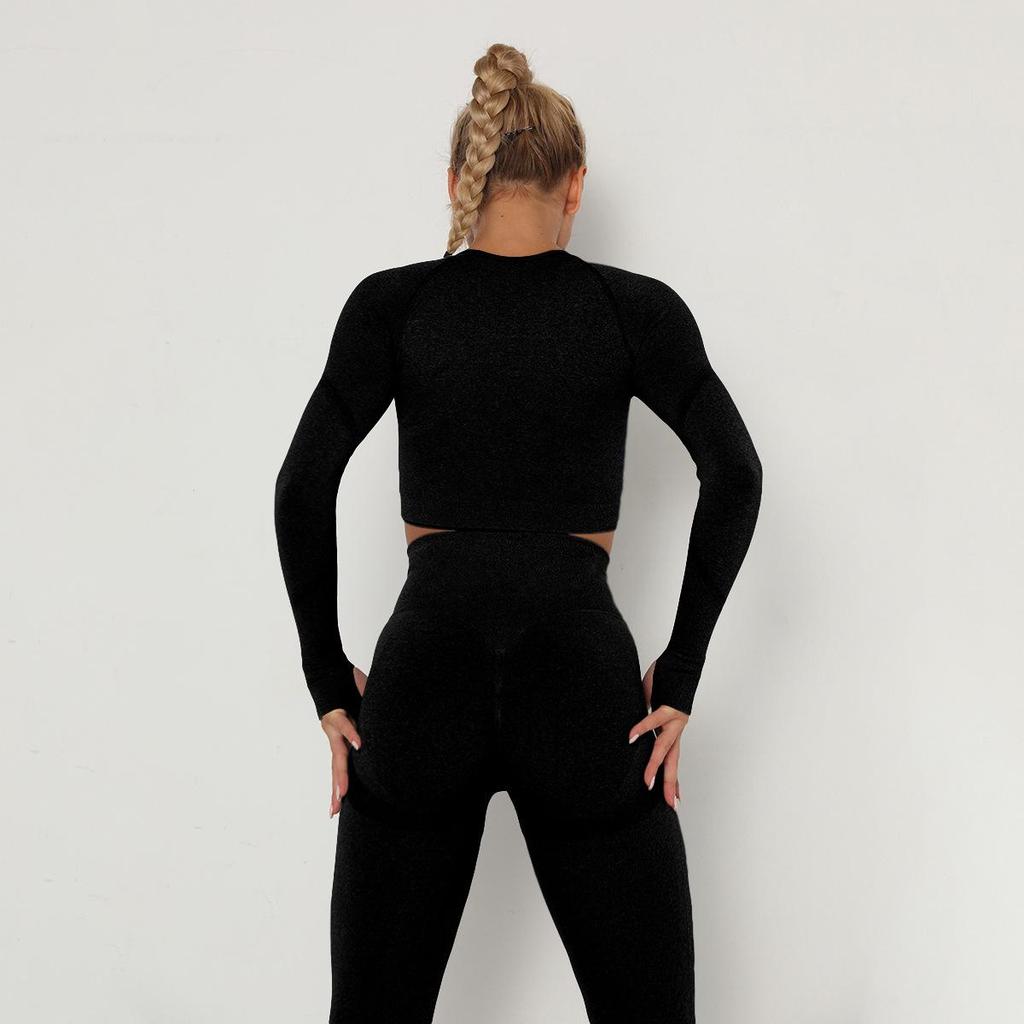 European & American Seamless Long-Sleeve Quick-Dry Yoga Top