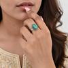 Green Malachite Ring for Women, 925 Sterling Silver, Bohemian Minimalist Jewelry, Handmade Ring