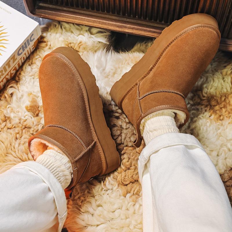 3156 Cotton Shoes Snow Boots New Winter Thickened Warm Cotton Shoes One Pedal Thick-soled Retro Cotton Boots