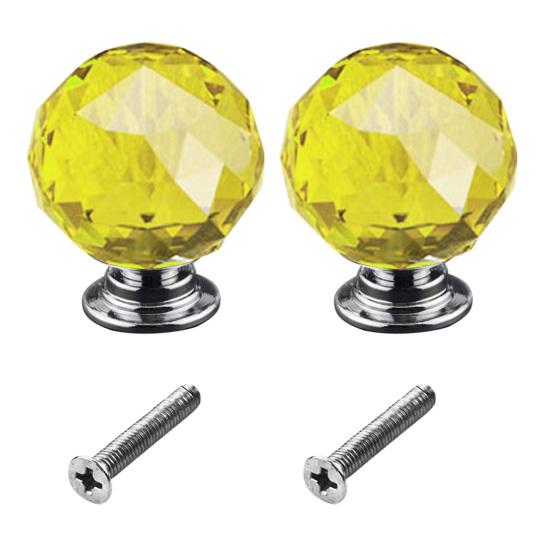 2Pcs 30mm Ball Shaped Crystal Glass Zinc Alloy Base Pull Handle Knob for Cabinet