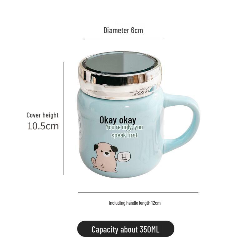 ZISIZ 2024 Ceramic Water Cup with Mirror Lid