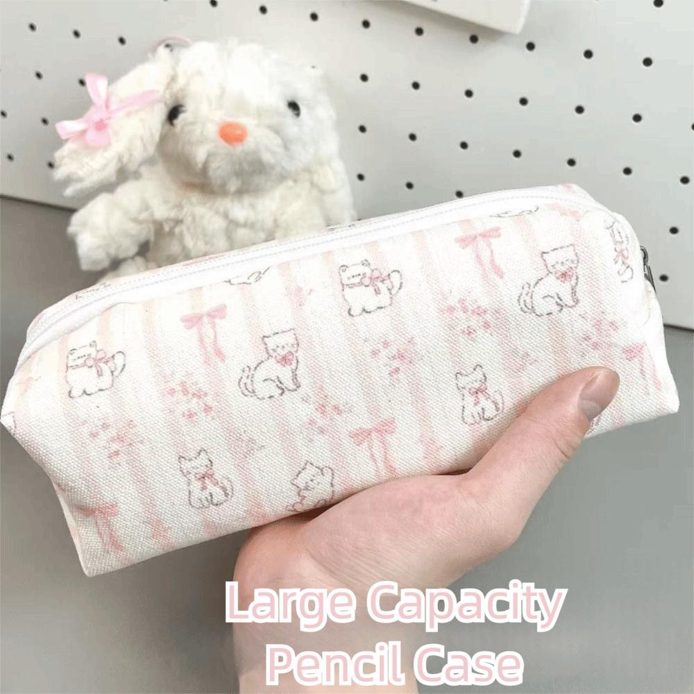 Cute Bow Cat Pen Bag Large Capacity Multifunctional Stationery Bag Storage Bag Gift