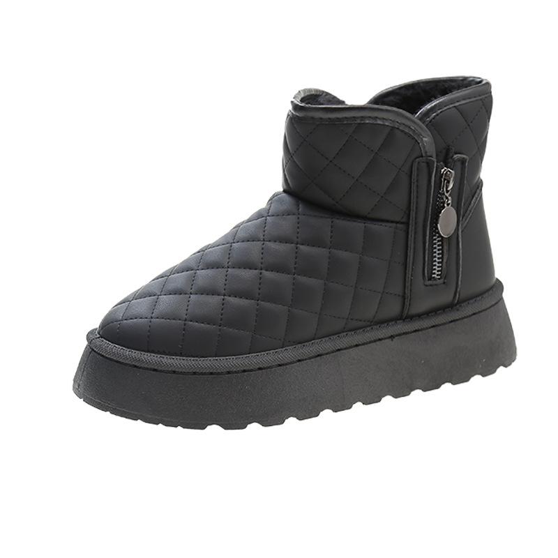 Snow boots women's thick-soled cotton boots winter new low tube large size round head muffin bottom plus short boots