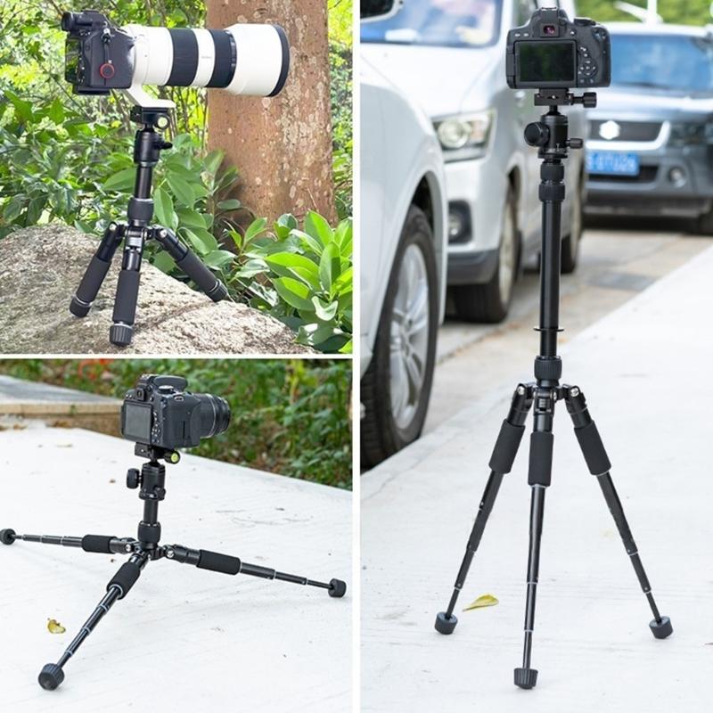 Adjustable Aluminum Alloy Camera Tripod With Quick Release Plate And Retractable Legs For Stable Shoot Flexible Angled