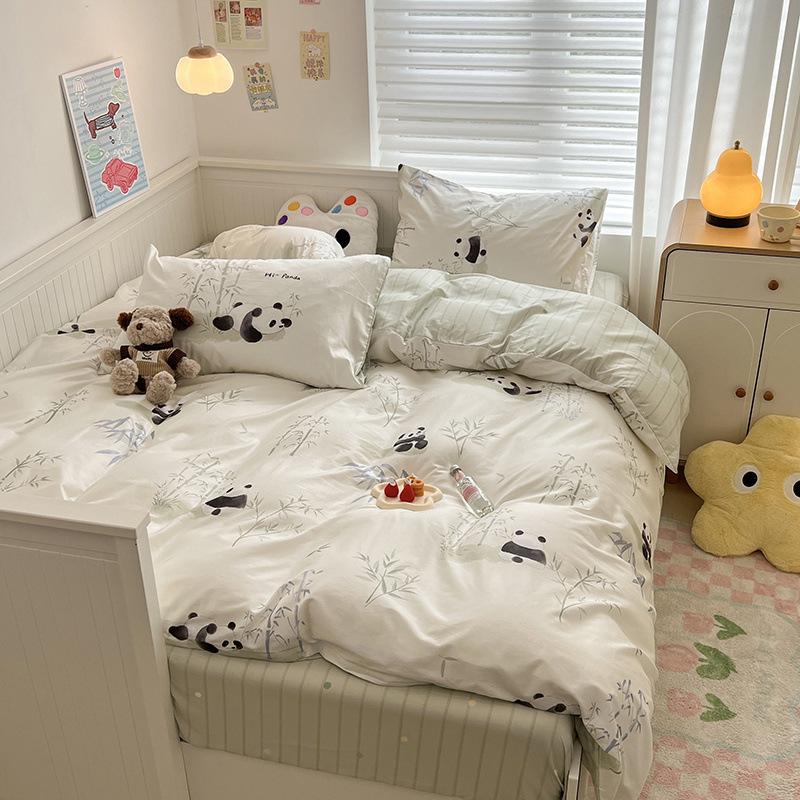 Printed Cotton Dormitory Three-piece Set, Bedding Quilt Cover, Bed Sheet Four-piece Set
