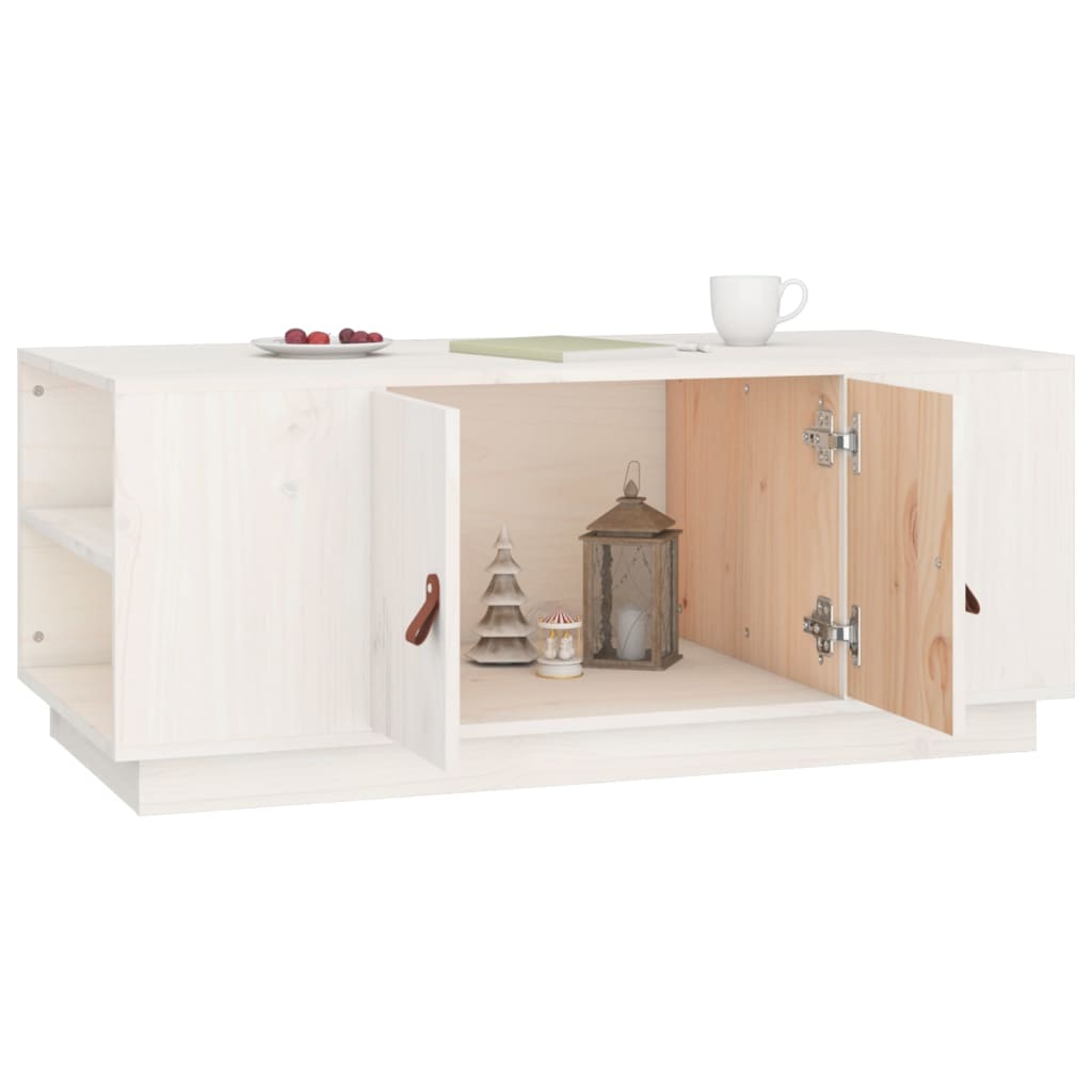 Vidaxl Coffee Table, White, 100X50X41 Cm, Solid Pine Wood