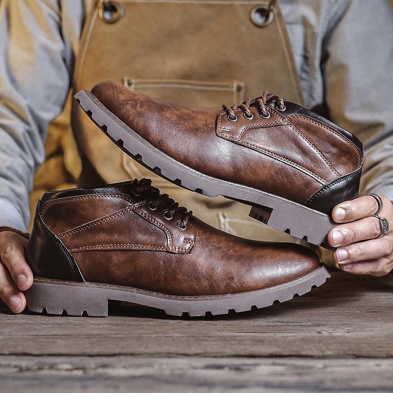 New Martin boots men's tooling boots autumn high-top shoes men's British style short boots retro casual leather boots