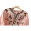 Damen Retro Besticktes Baumwoll-Leinen Stilvolles Lässiges Hemd Top