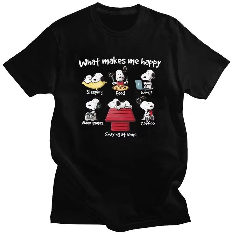 

Літня Кастомна Класична Мила Мультяшна Футболка Snoopy Чоловіча Жіноча З Коротким Рукавом Повсякденна Бавовняна Футболка Slim Fit Мерч S