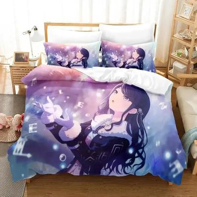 Luxus Neu 3D Druck Anime Hoshino Ichika Project SEKAI Bettwäsche Set Bettbezug Bett Set Steppdeckenbezug Kissenbezug Queen Jungen Erwachsene