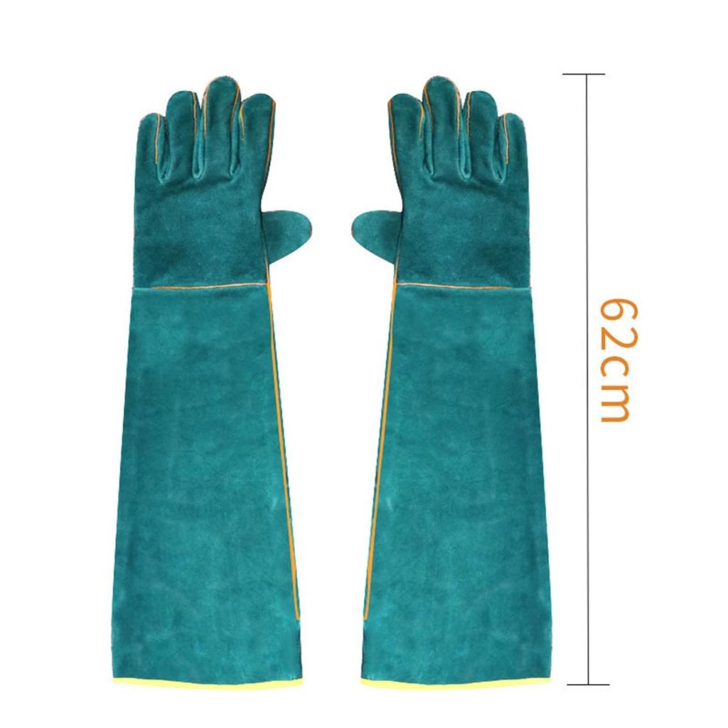 Pet Anti-Bite Safety Gloves Long Leather Catch Dog Bird Snake Lizard Reptiles Gloves For Pet Grip Biting Beekeeping Protective