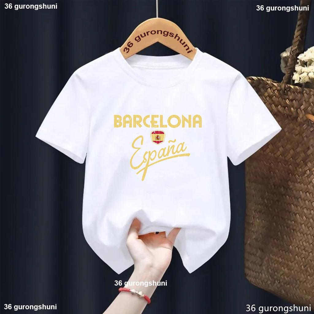 T-Shirt For Boys/Girls Heart-Shaped Graphics Barcelona Spain Printed T Shirt Kids Fashion Toddler Tshirt Cute Boys/Girls Tshirt