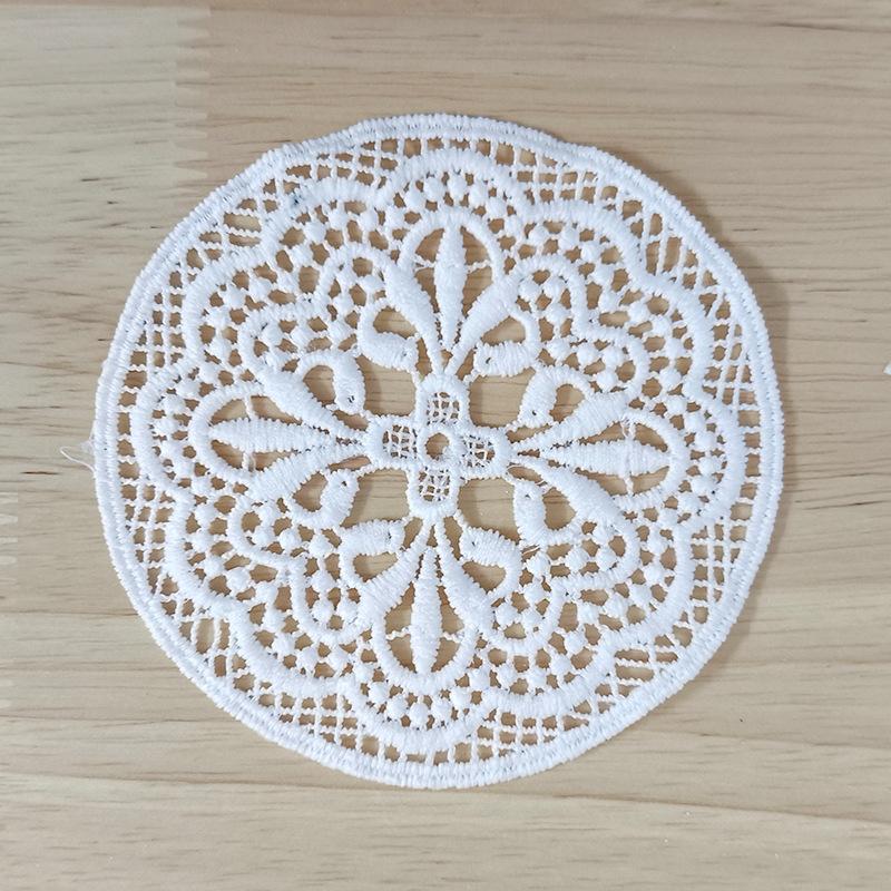 White Vintage Water-soluble Lace Small Coaster Cloth Sticker Clothes Decoration Patch Sticker DIY Hollow Embroidery Fabric Patch Accessories