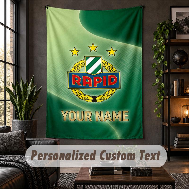 Wall Tapestry Rapid Wien FC Print Custom Name Text Wall Hanging Home Decor