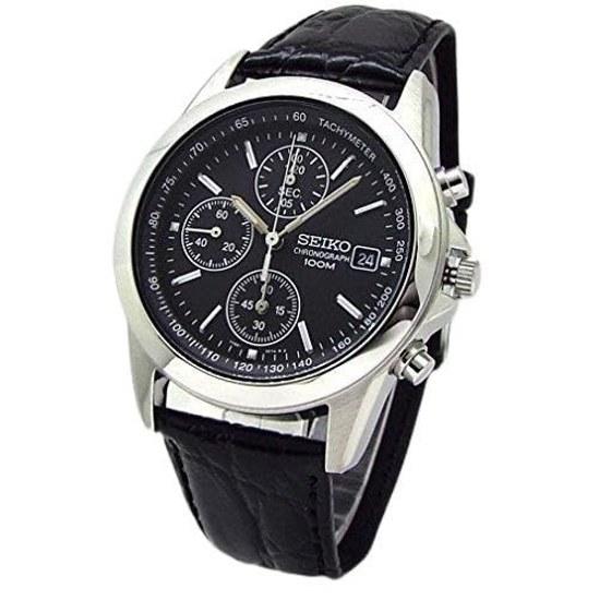 SEIKO Chronograph Wristwatch Genuine Leather Belt Set Domestic Authorized Distribution Black SND309P1