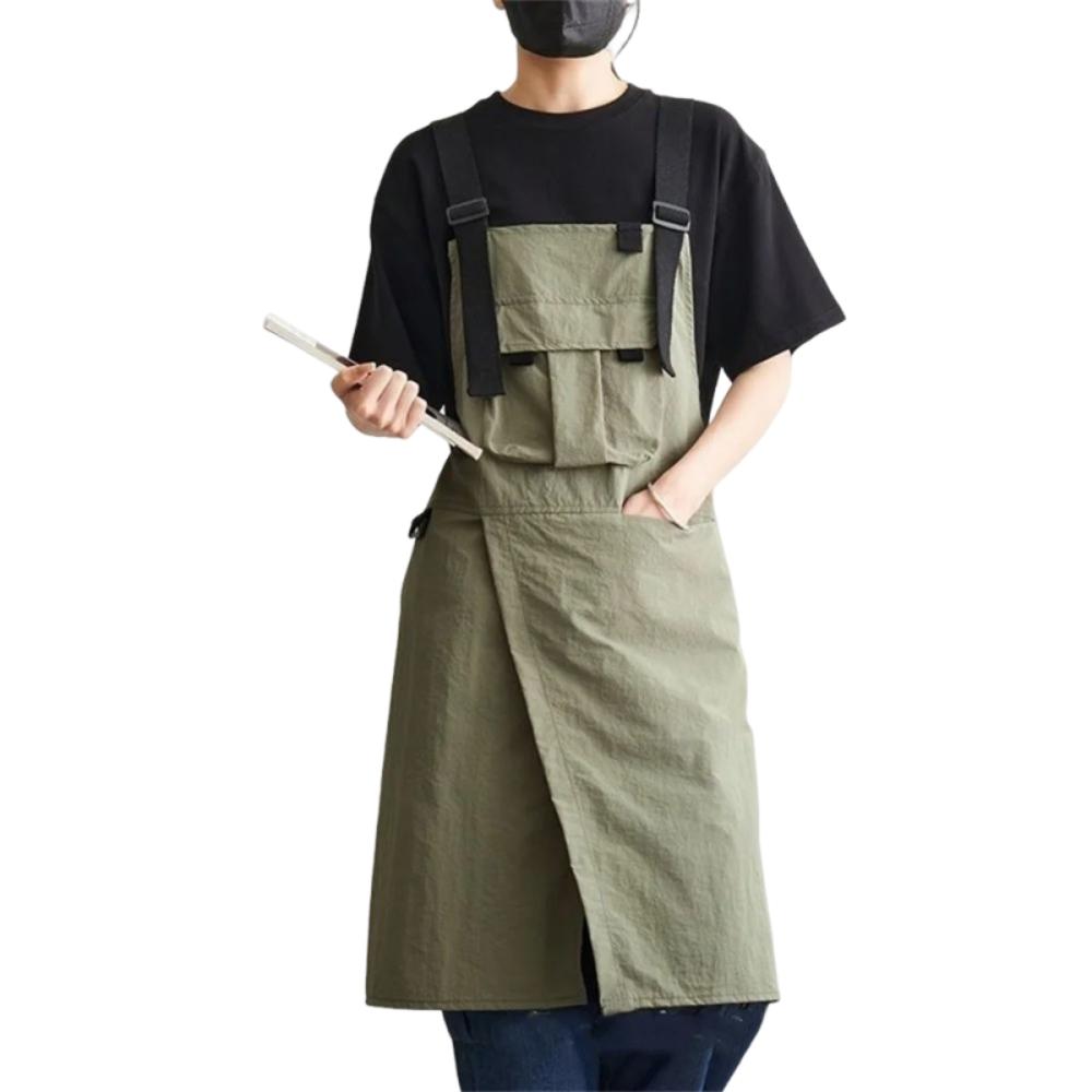 

Simple Cooking Apron Stain-proof Waiter Sleeveless Apron Wear-resistant Catering Work Clothes BBQ зелёный