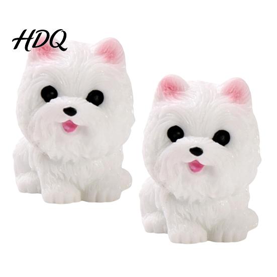 Display Box Collectibles 2Pcs Mini Dog Figurines Cute Resin Puppy Miniature Animal Figures Small Adorable Statue Decorations Ornaments for