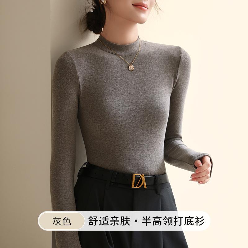 

2 and a half turtleneck bottoming shirt for women, warm and slim long-sleeved shirt in early autumn and winter XXL fits 130-75kg серый