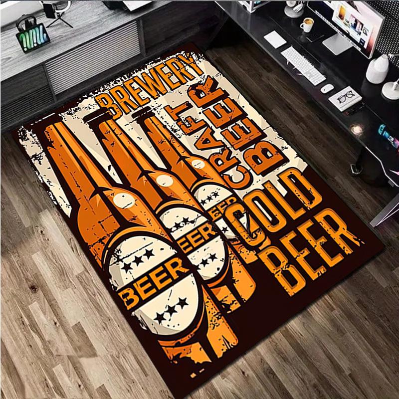 1Pc Beer Print Rug - Home Decoration Carpet For Living Room Bedroom Flooring Computer Chair Area Rug