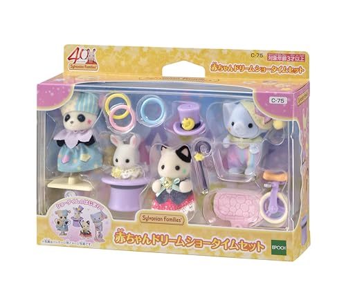 [Amazon.co.jp Exclusive] Sylvanian Families Doll Set [Baby Dream Showtime Set] C-75 ST Mark Certified, Ages 3+, Toy Dollhouse, Sylvanian Families, Epo